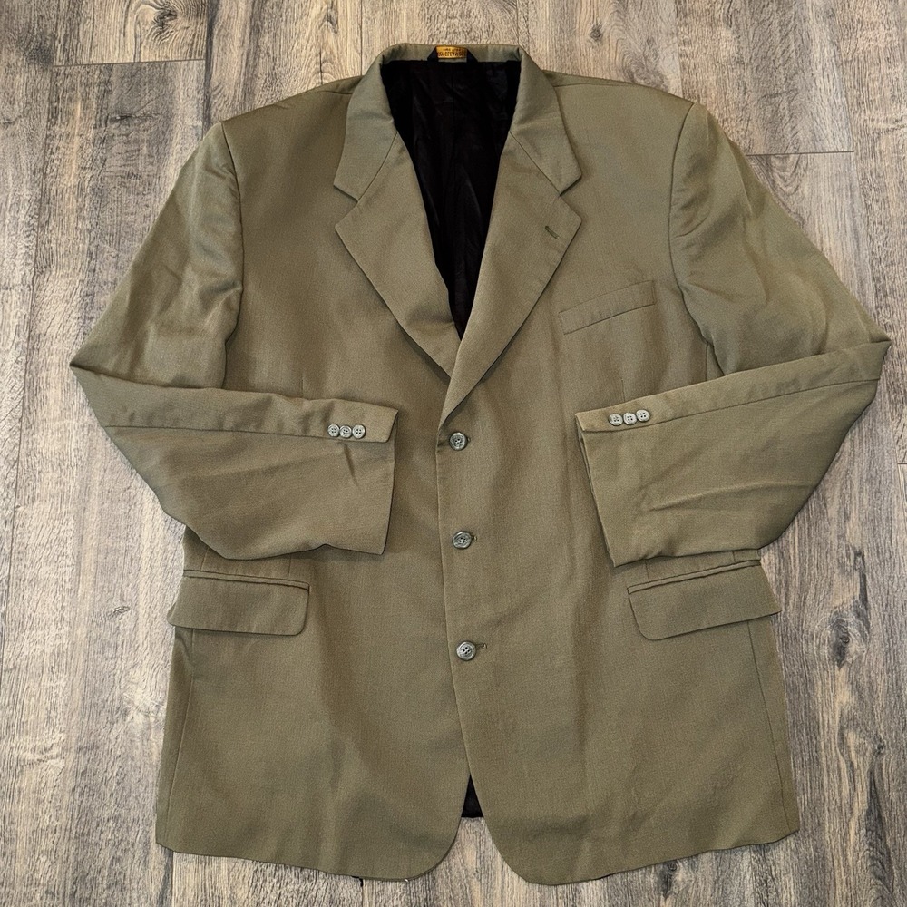 Carlo Zarelli Mens Blazer Sports Coat Suit Jacket Olive Plus Sz 48 Tall USA made